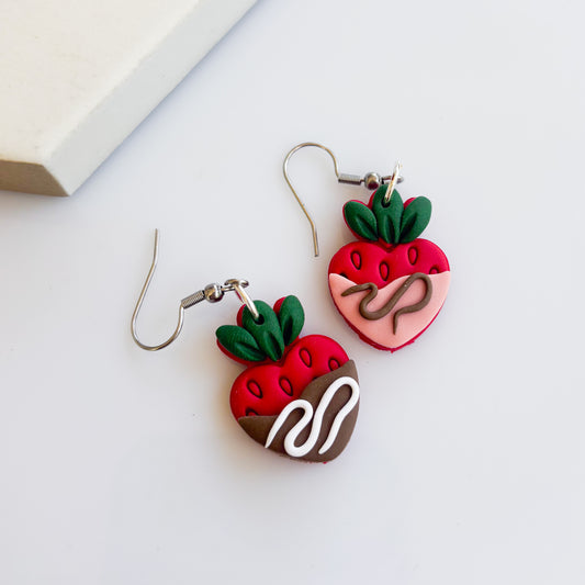 CHOCOLATE DIPPED STRAWBERRY EARRINGS