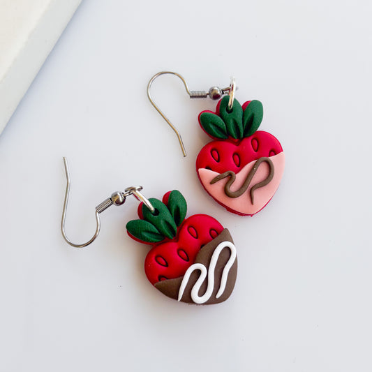 CHOCOLATE DIPPED STRAWBERRY EARRINGS