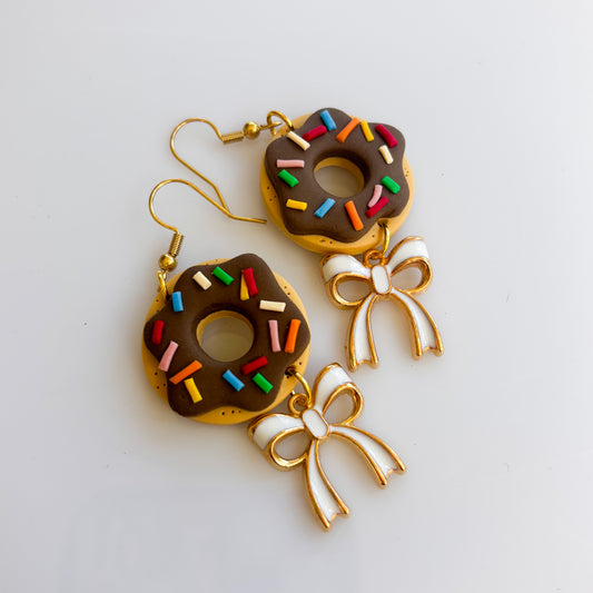 CHOCOLATE SPRINKLE DONUT EARRINGS