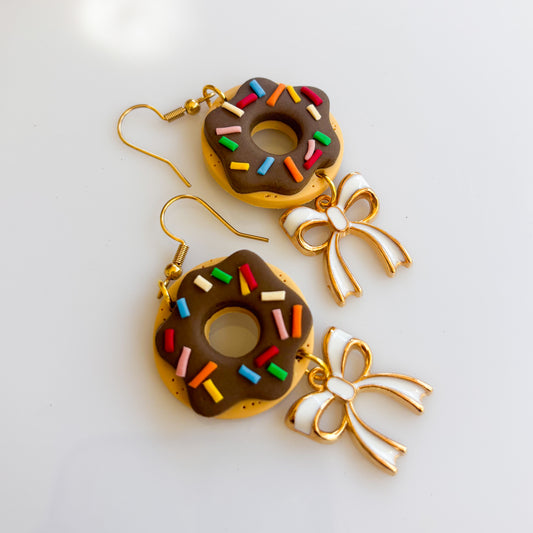 CHOCOLATE SPRINKLE DONUT EARRINGS