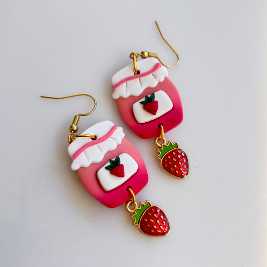 STRAWBERRY JAM JAR EARRINGS