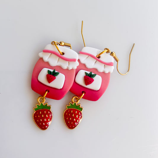 STRAWBERRY JAM JAR EARRINGS