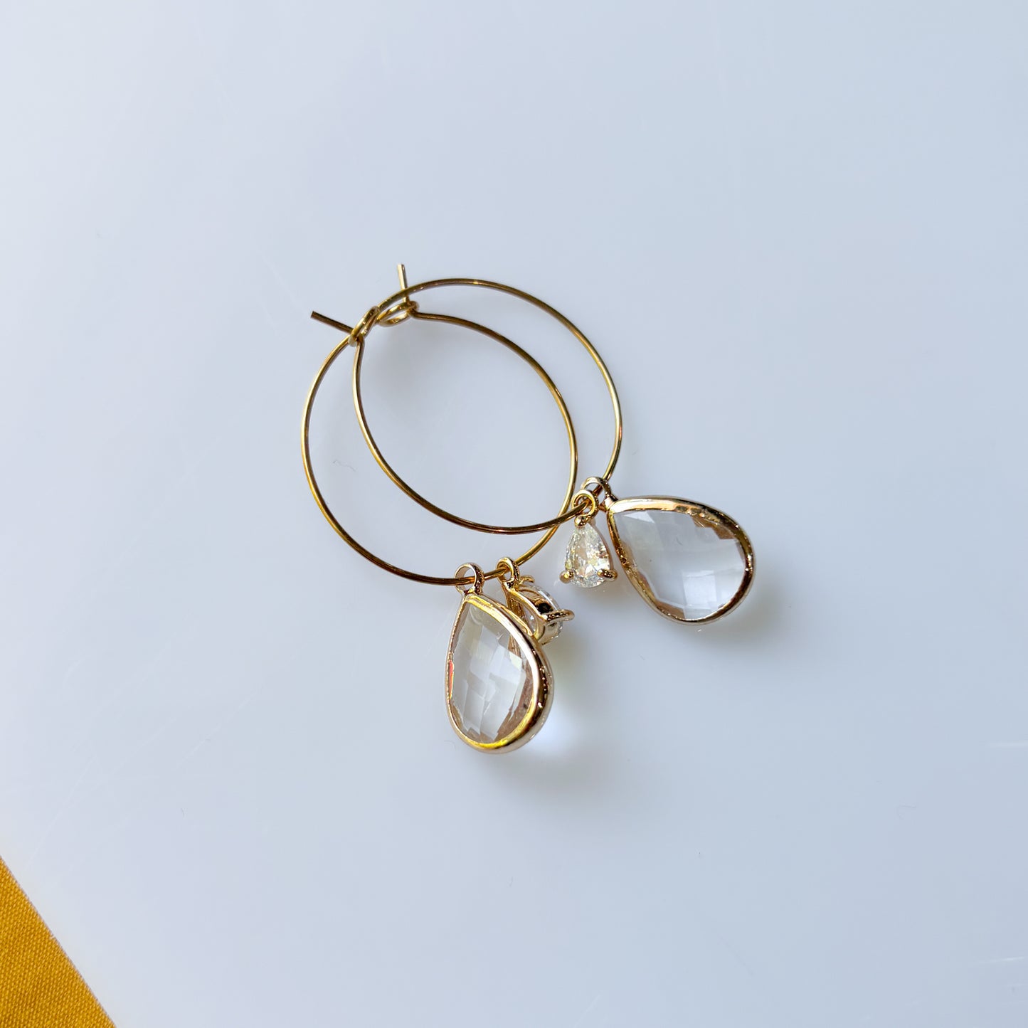 TWO TEARDROP CHARM & HOOP EARRINGS