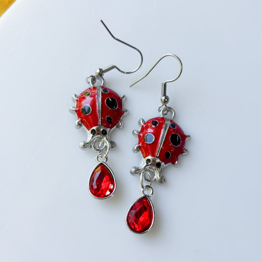 LADYBUG & RED CHARM EARRINGS