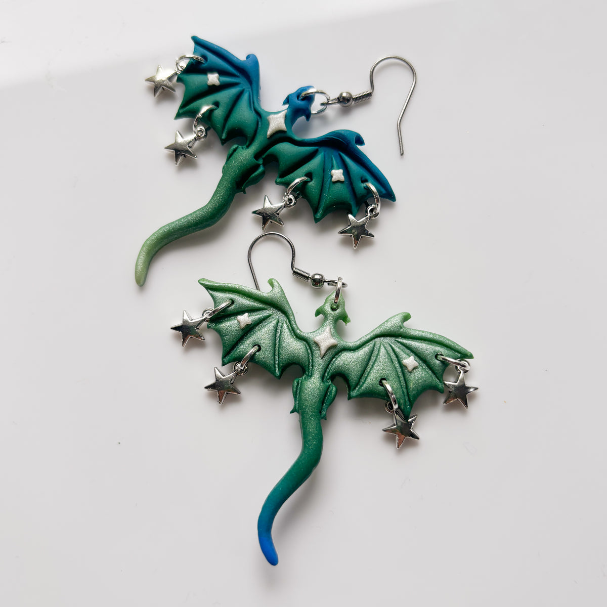 BLUE GREEN SILVER OMBRE DRAGONS