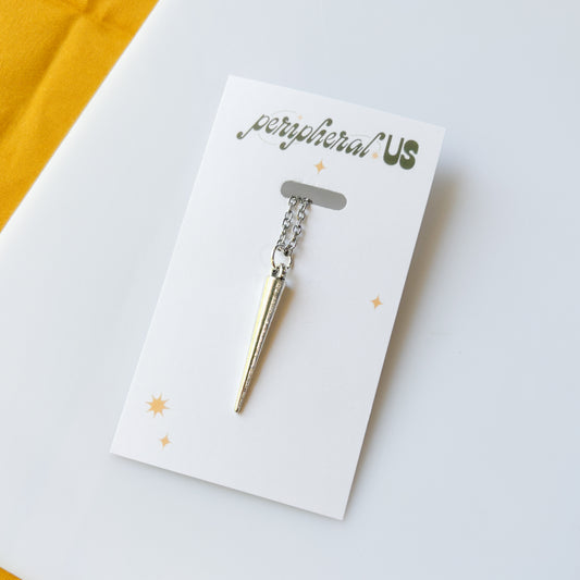 SIMPLE SILVER SPIKE CHARM NECKLACE