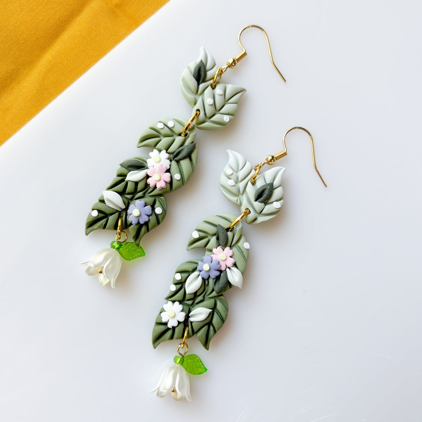 LEAF FLOWER DROP EARRINGS
