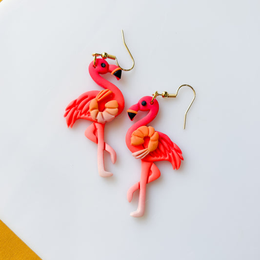 SHRIMP FLAMINGO EARRINGS