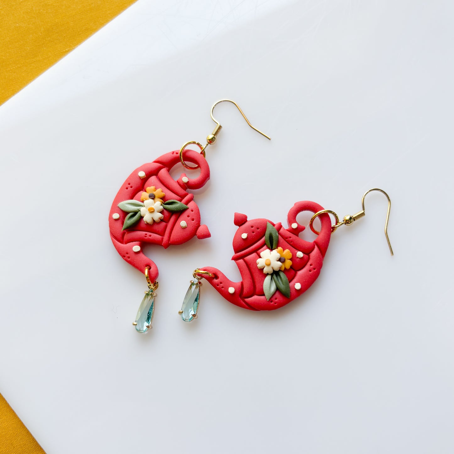 RED WATERING CAN EARRINGS