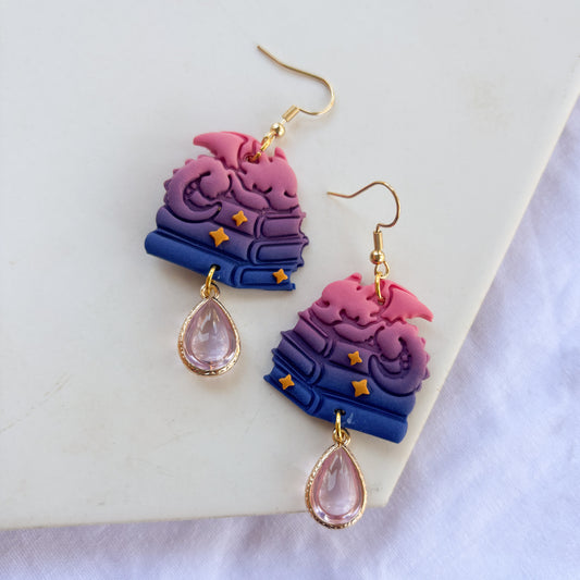 DRAGON ON BOOKS EARRINGS (BI OMBRE)
