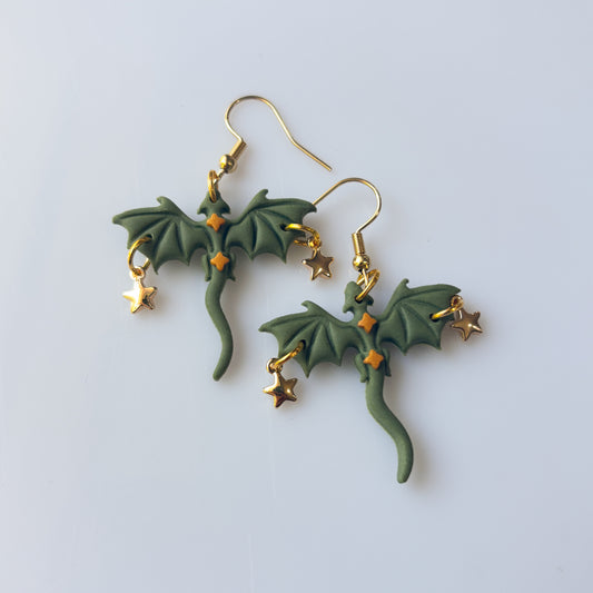 CELESTIAL GREEN DRAGON EARRINGS (MINI)