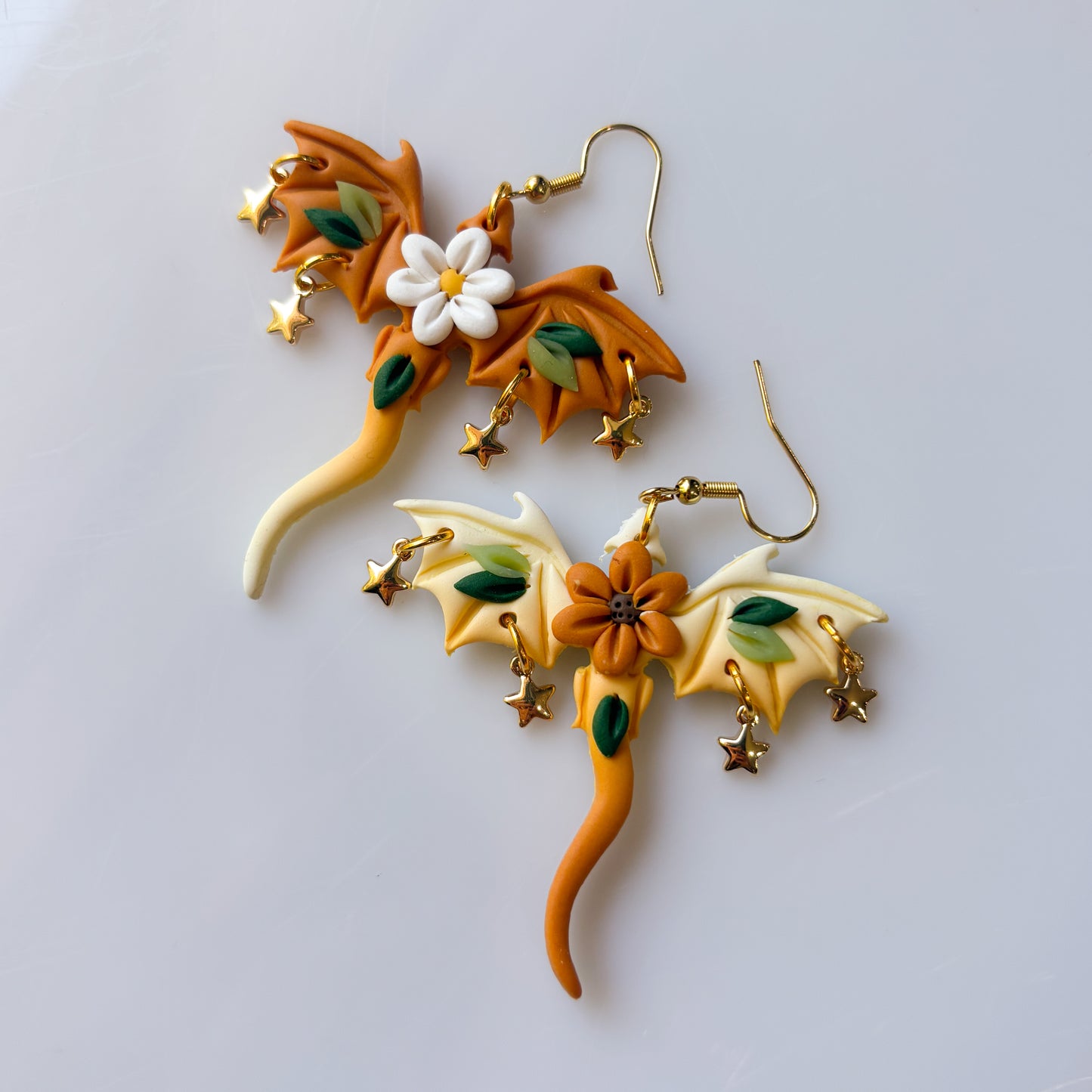 SUNFLOWER DAISY DRAGON EARRINGS (LARGE)