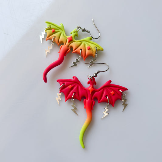 NEON DRAGON EARRINGS (LARGE)
