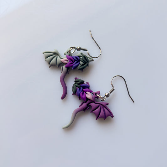 LAVENDER SAGE OMBRE DRAGON EARRINGS (MINI)