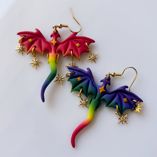 RAINBOW DRAGON EARRINGS (LARGE)
