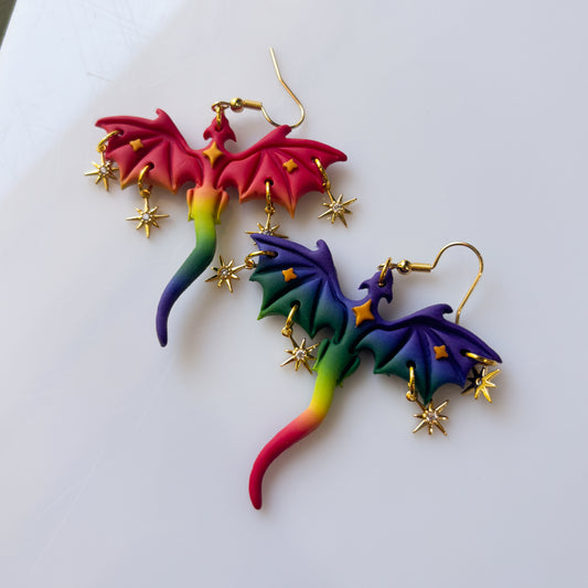 RAINBOW DRAGON EARRINGS (LARGE)