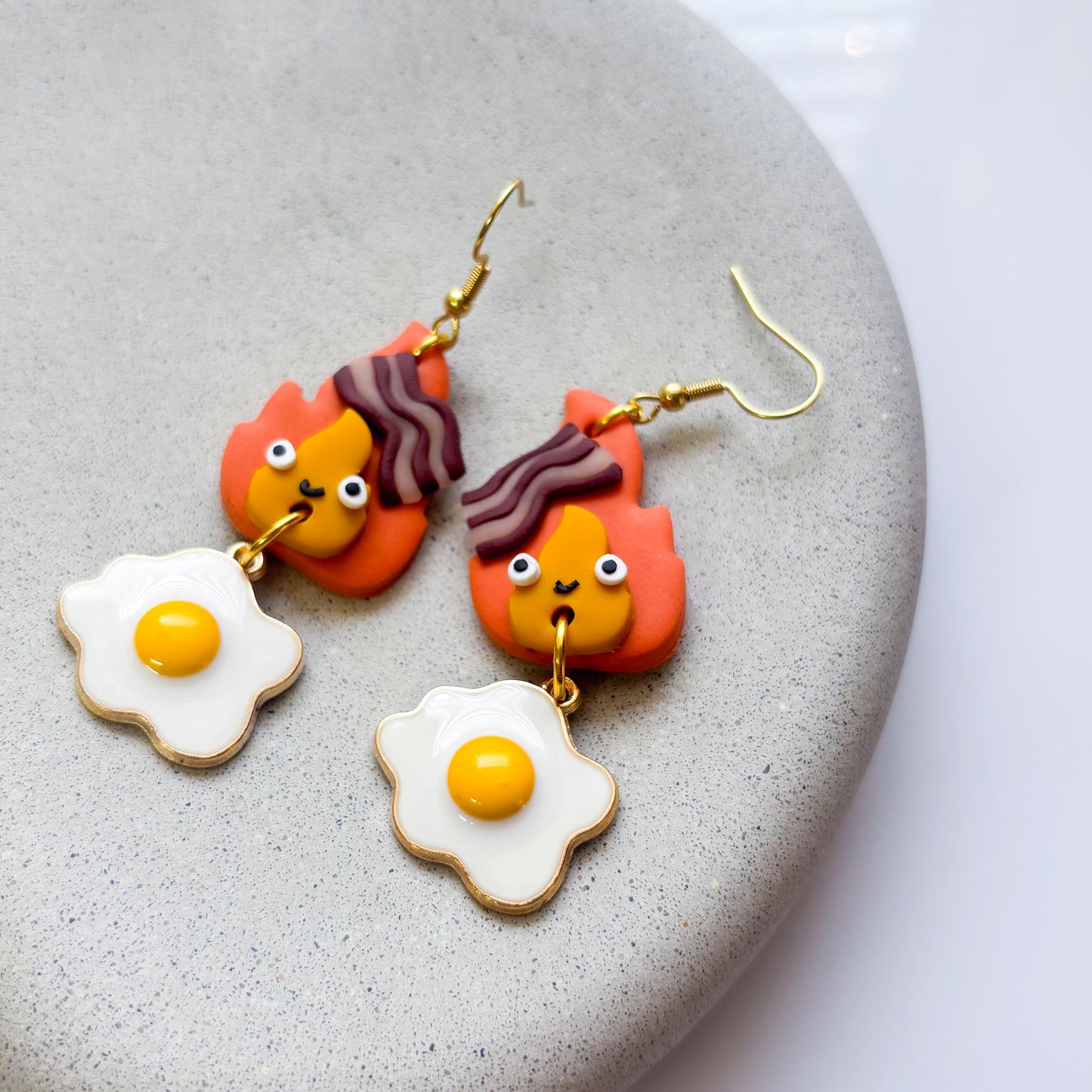FIRE SPIRIT EGG BACON EARRINGS (VERSION 1)