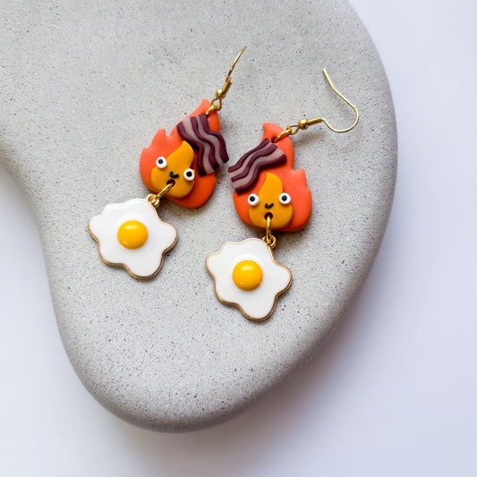 FIRE SPIRIT EGG BACON EARRINGS (VERSION 1)