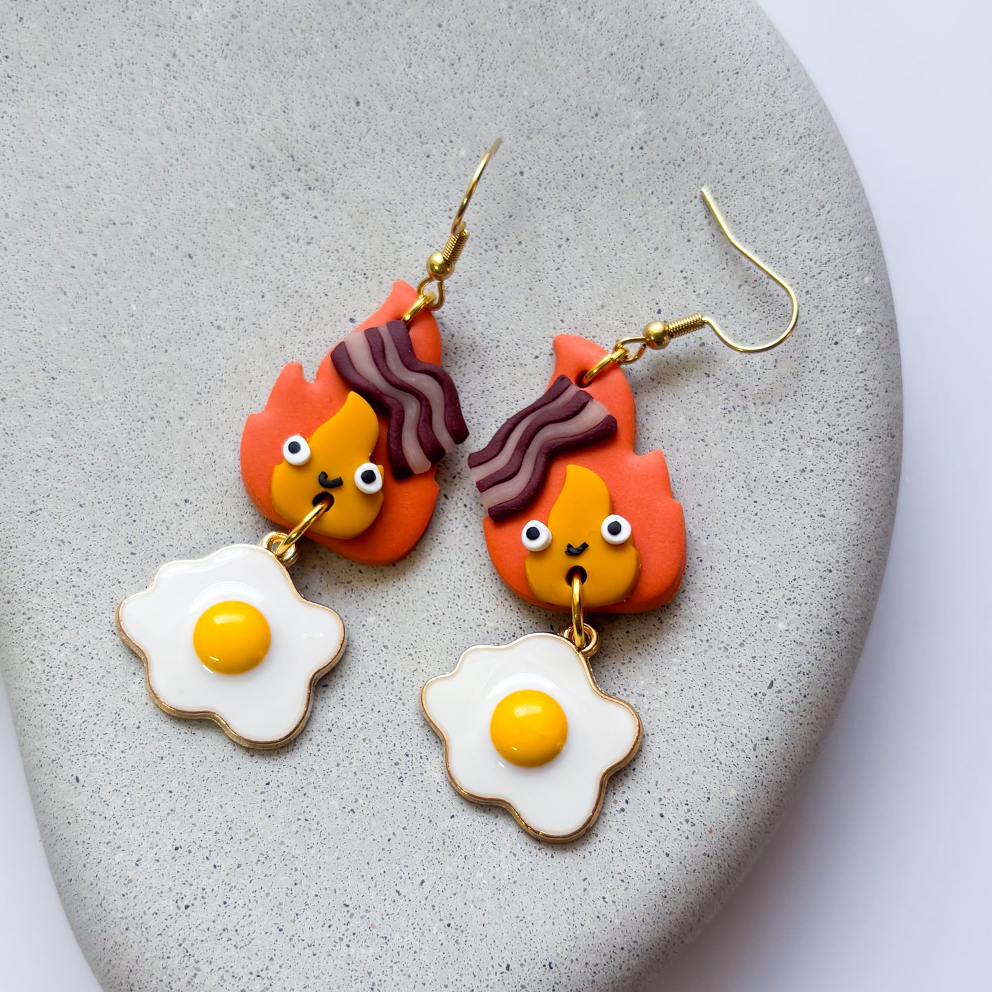 FIRE SPIRIT EGG BACON EARRINGS (VERSION 1)