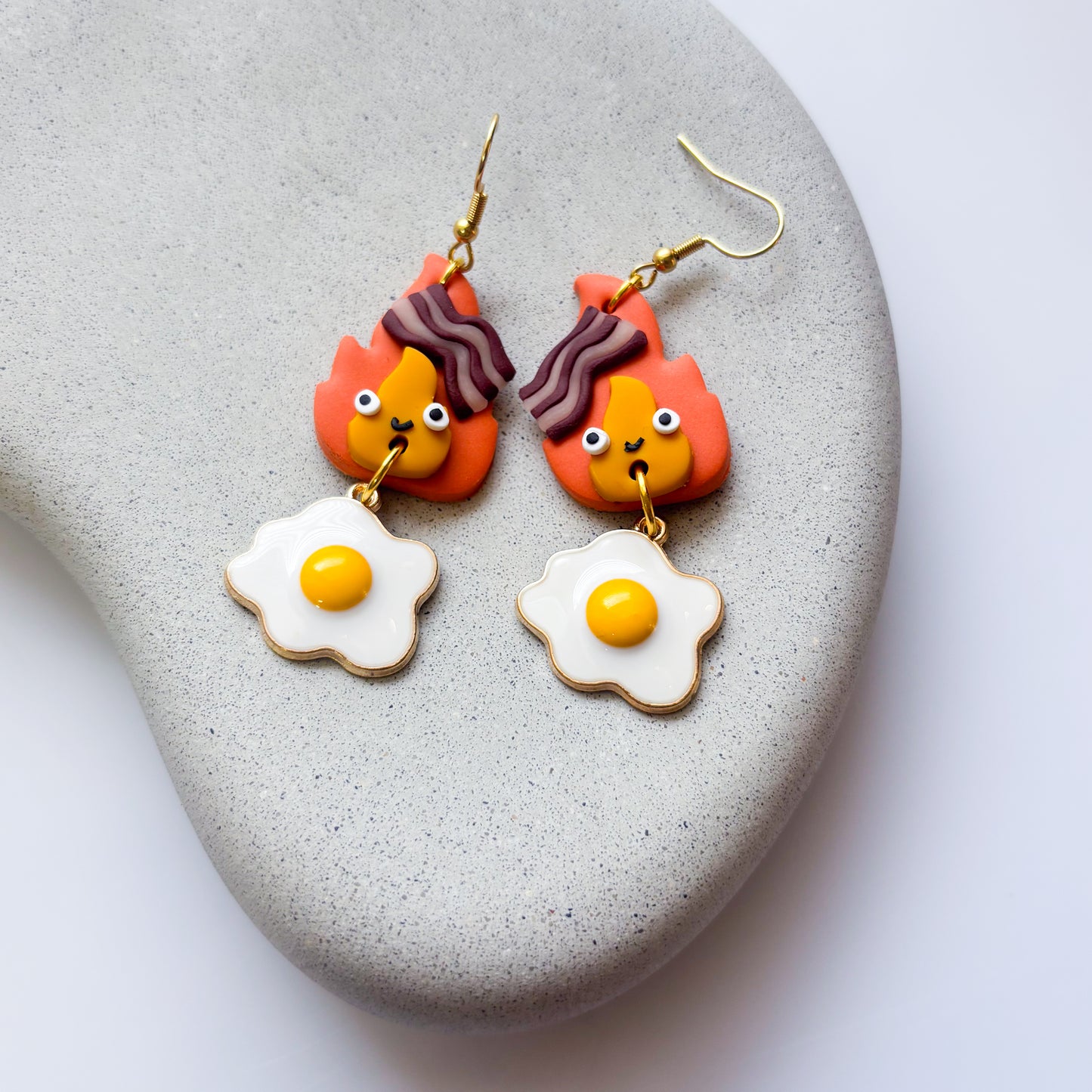 FIRE SPIRIT EGG BACON EARRINGS (VERSION 1)