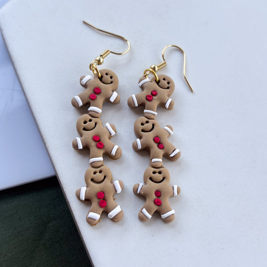 GINGERBREAD TRIO DROP EARRINGS