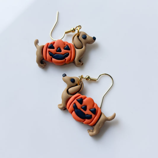 PUMPKIN DACHSHUND EARRINGS