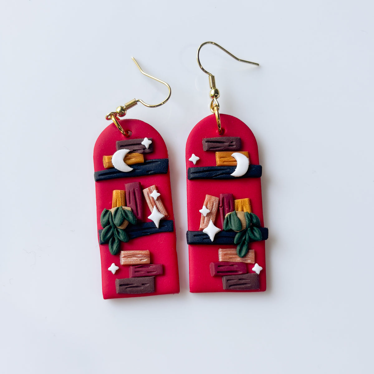 RED BOOKSHELF EARRINGS