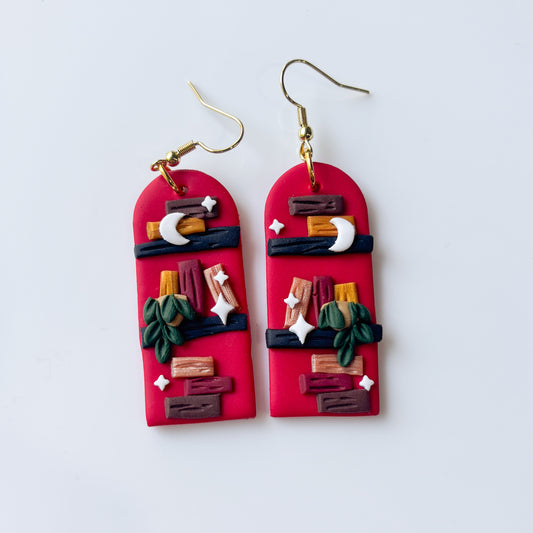 RED BOOKSHELF EARRINGS