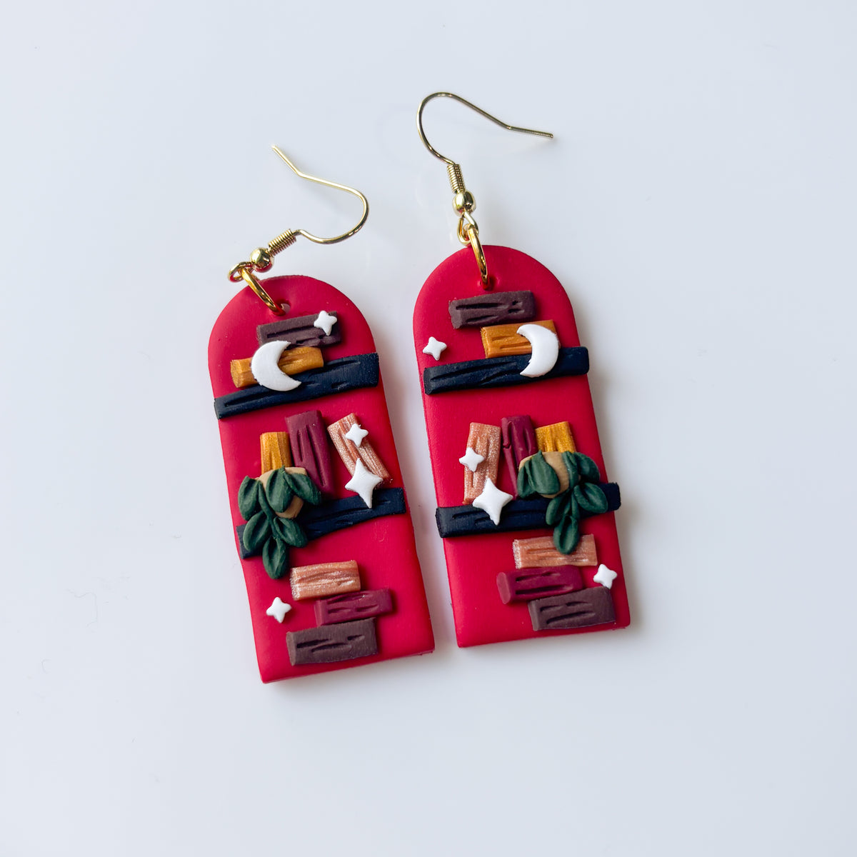 RED BOOKSHELF EARRINGS