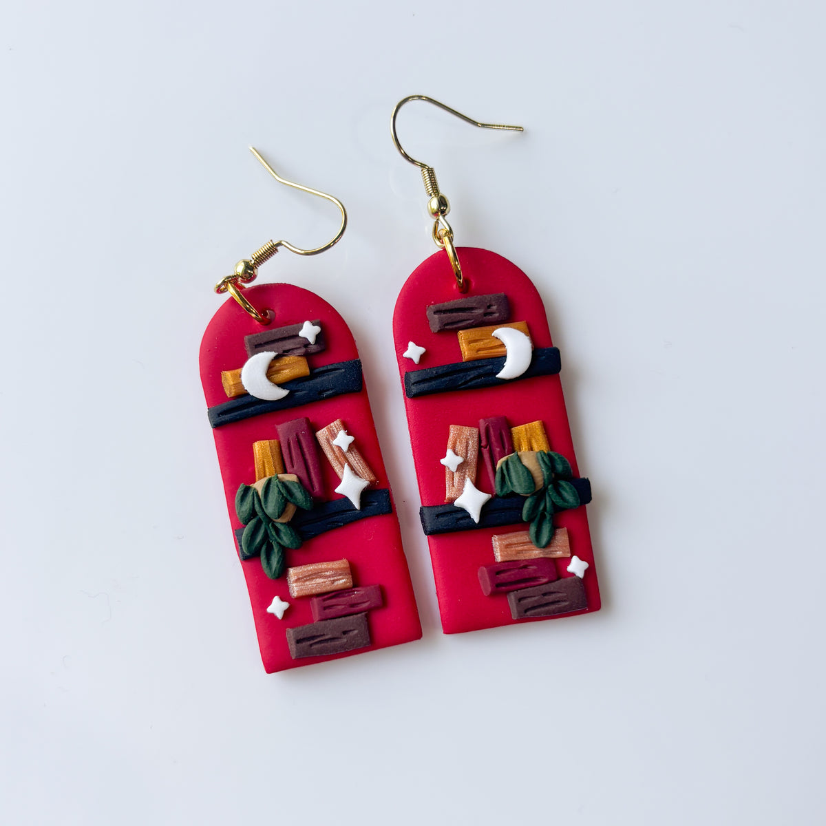 RED BOOKSHELF EARRINGS