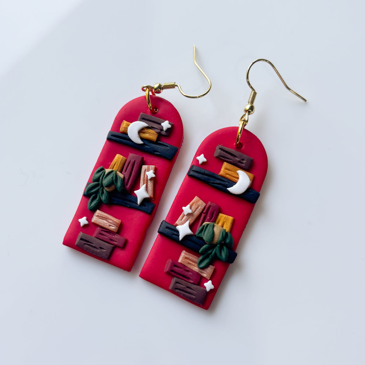 RED BOOKSHELF EARRINGS