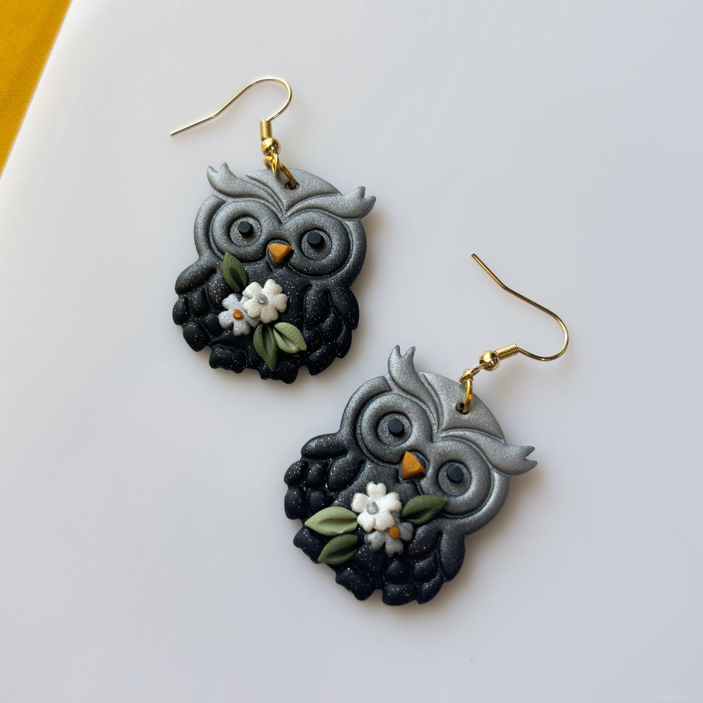 SILVERY OWL EARRINGS
