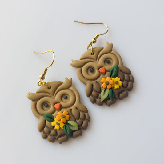 BROWN OWL EARRINGS
