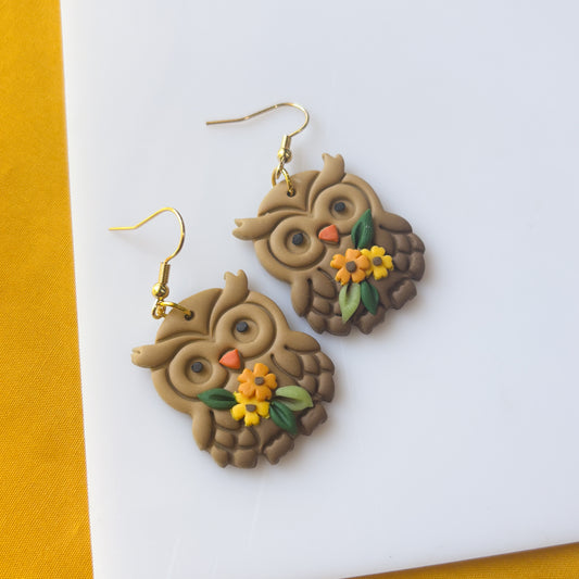BROWN OWL EARRINGS