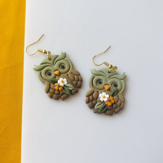 GREEN OWL EARRINGS