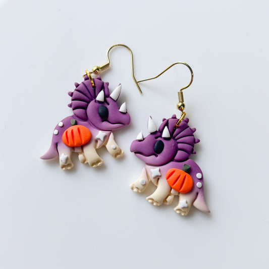 TRICERATOPS PUMPKIN EARRINGS