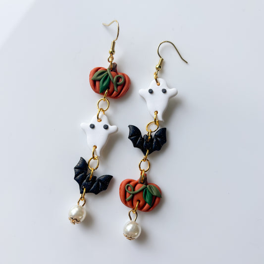 BAT PUMPKIN GHOST TRIO EARRINGS