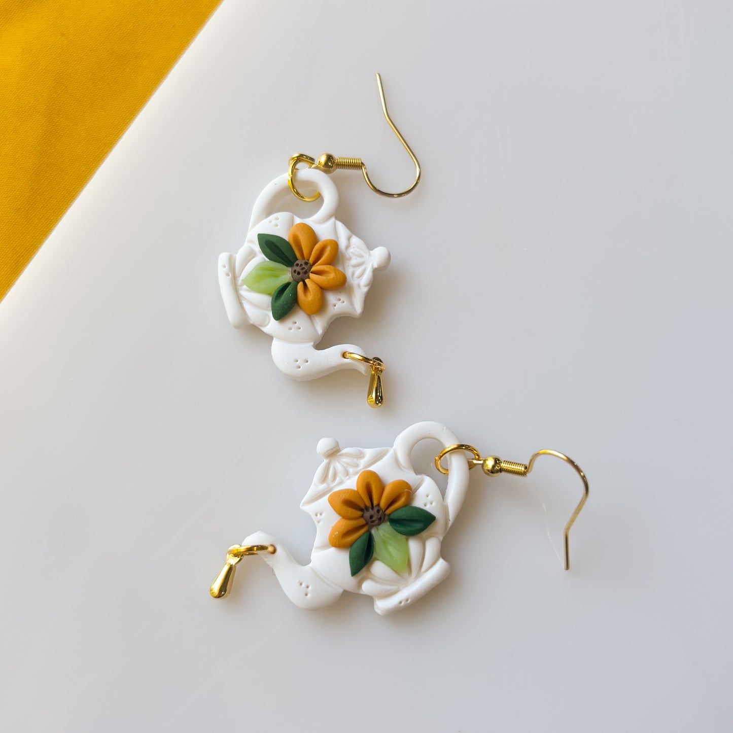 SUNFLOWER TEAPOT EARRINGS