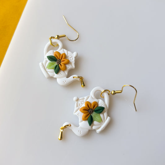 SUNFLOWER TEAPOT EARRINGS