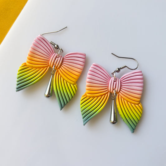 PASTEL RAINBOW BOW EARRINGS