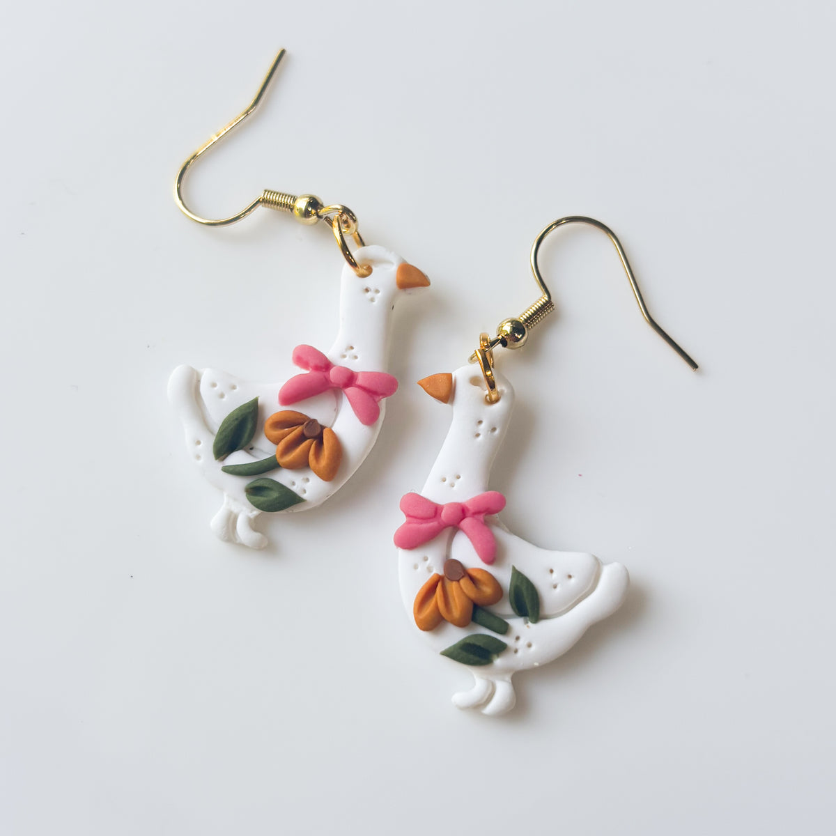 PINK SUNFLOWER GEESE EARRINGS