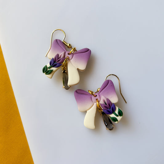 LAVENDER BOW EARRINGS
