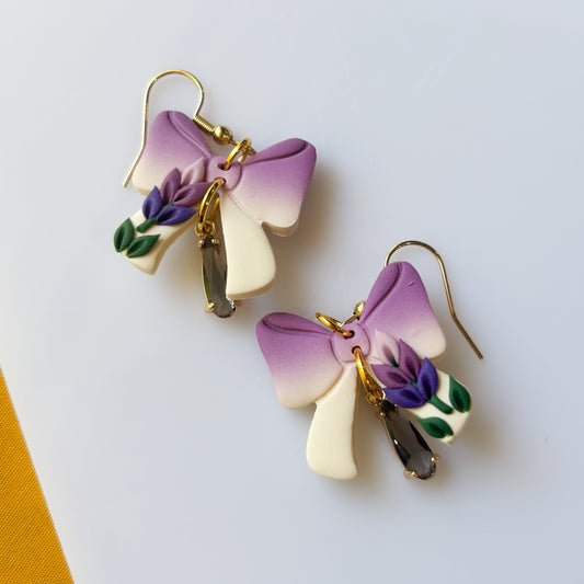 LAVENDER BOW EARRINGS