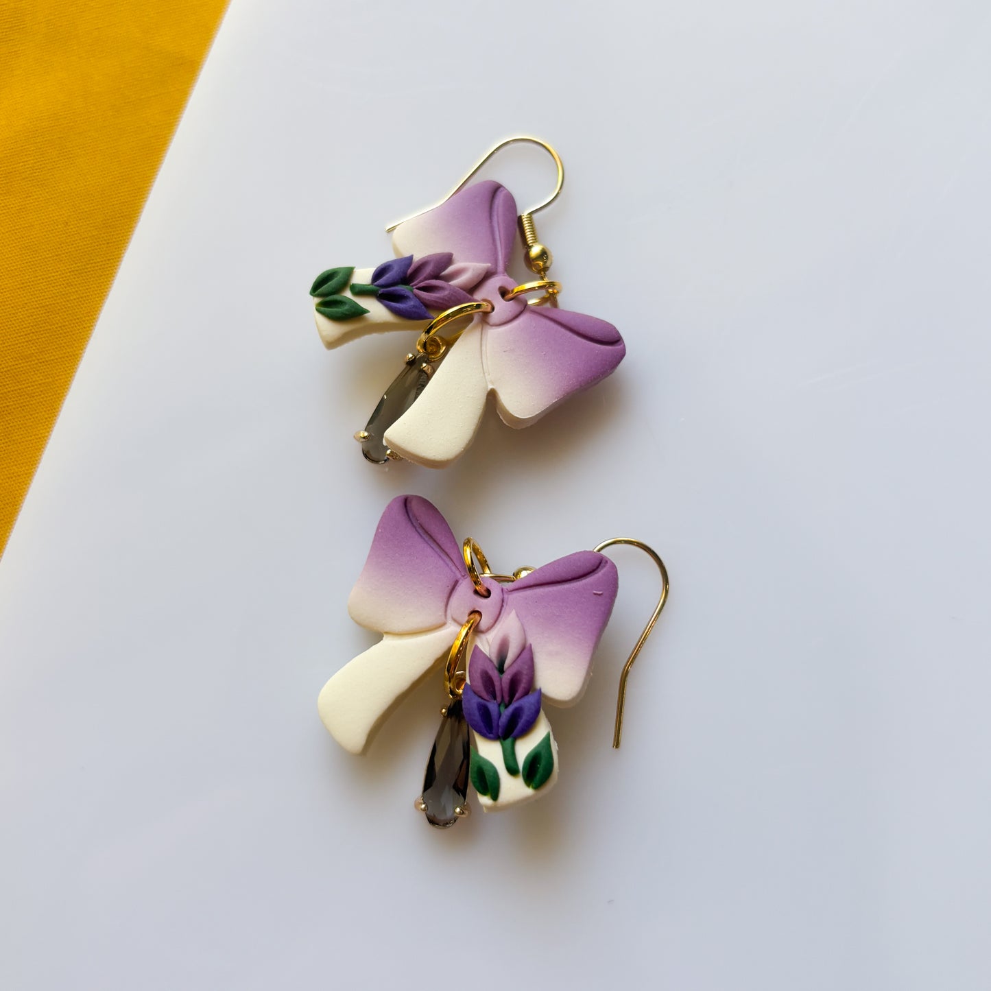 LAVENDER BOW EARRINGS