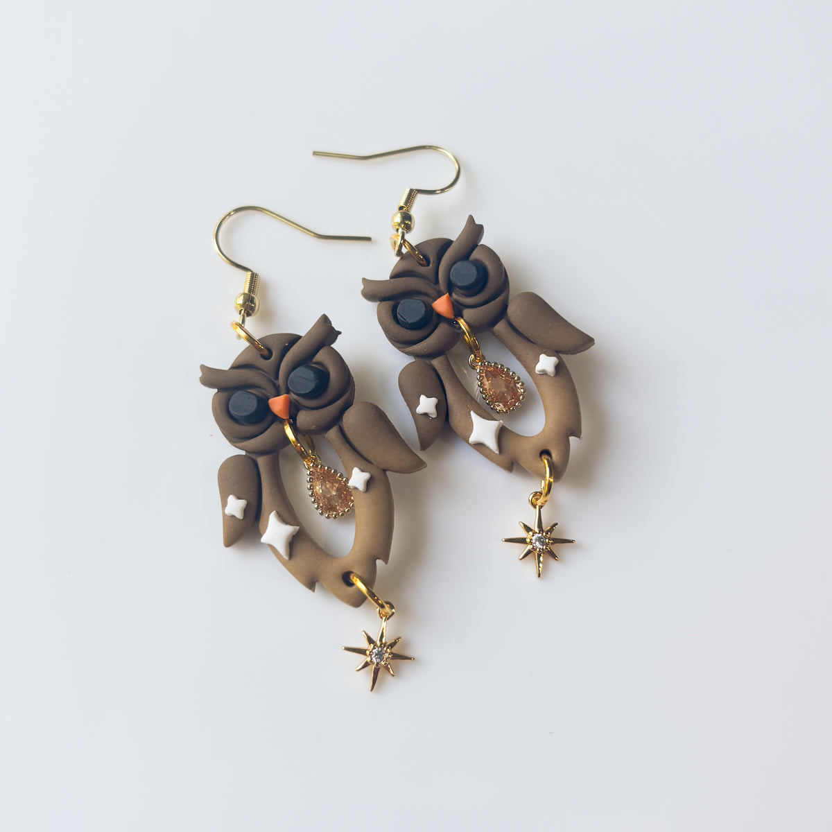 BROWN OWL ANIMAL EARRINGS