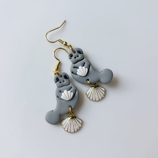MANATEES (WITH WHITE SHELLS) EARRINGS