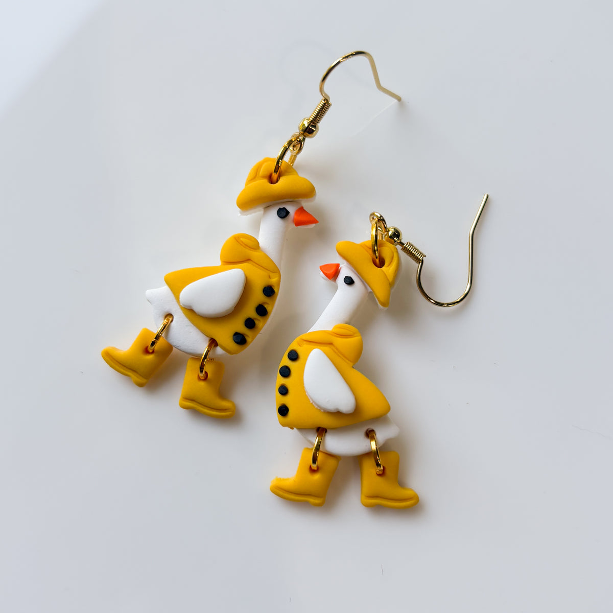 YELLOW RAIN COAT GEESE EARRINGS