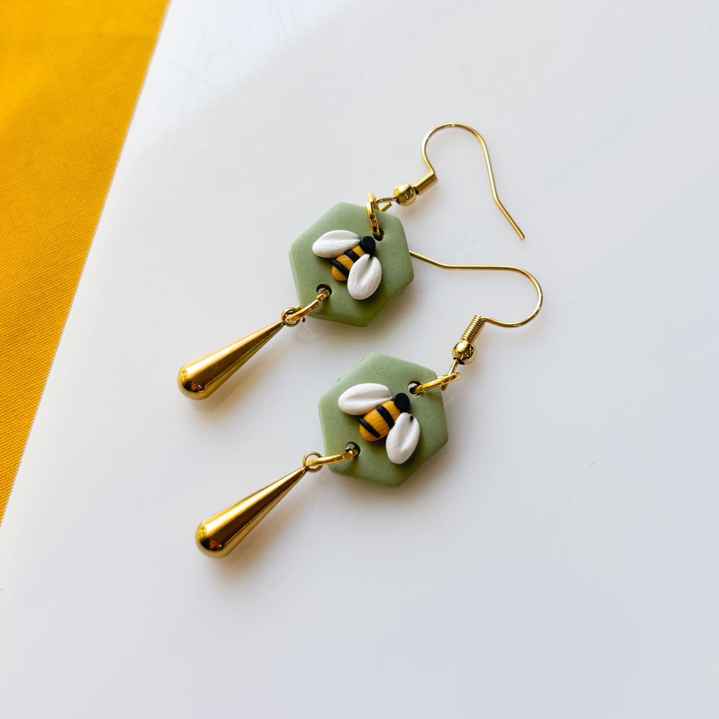 BEE MINI HEXAGON EARRINGS