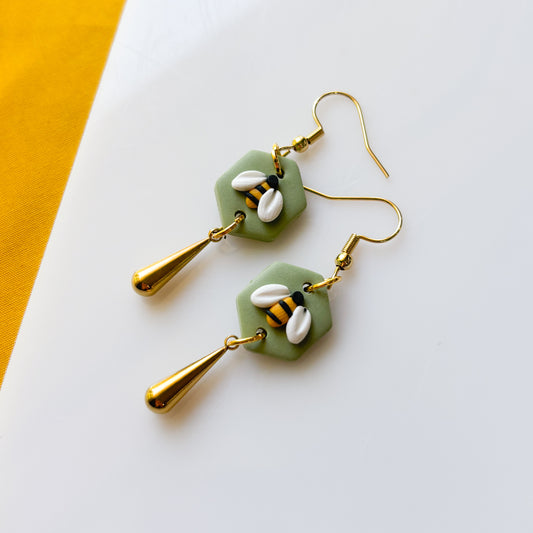 BEE MINI HEXAGON EARRINGS