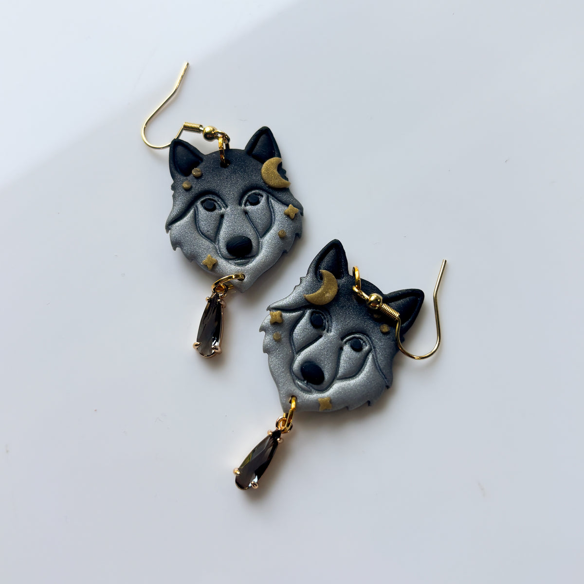 GREY WOLF EARRINGS